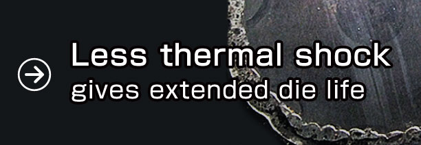 Less thermal shock gives extended die life